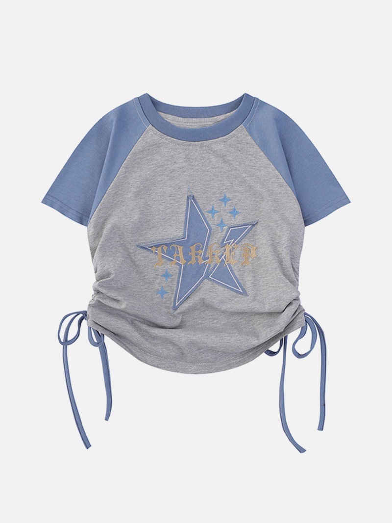 T Shirts Aelfric Eden Star Printing Drawstring Tee Vert | QDT-66798493